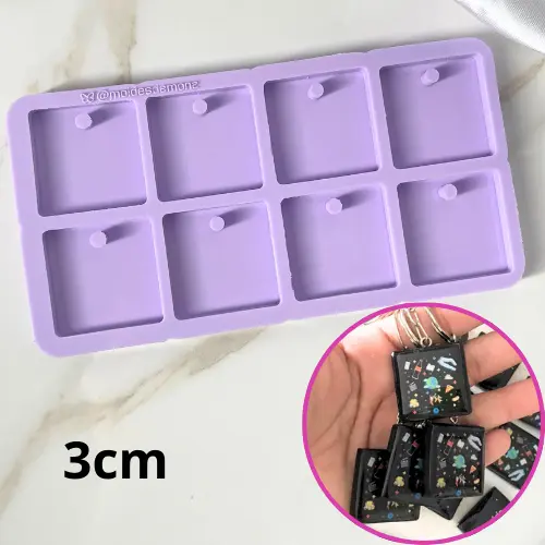 Molde de silicone quadrado 3x3cm. 8 cavidades. #12