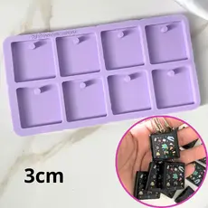 Molde de silicone quadrado 3x3cm. 8 cavidades. #12