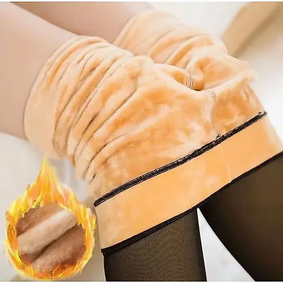Meia-Calça Térmica Forrada Peluciada Translúcida De Lã Quente Feminina Outono Inverno TAM. UNICO