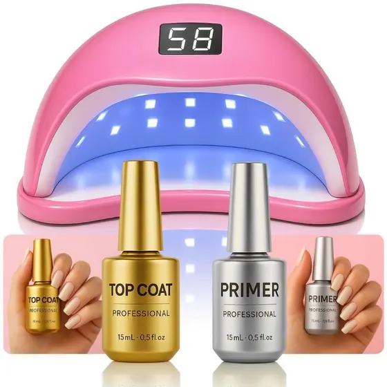 Cabine Led Secadora Uv 48w Bivolt Sun5 + Top Coat e Primer - Envio Imediato
