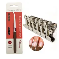 Kit 6 Presilhas Grampos + 1 Pinça Curvatura C Para Unhas Gel Fibra Unha De Manicure | Envio Imediato