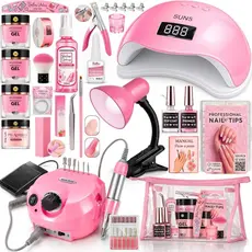 Kit de Alongamento de Unhas em Gel Completo Profissional e Iniciantes Manicure Nail Drill Cabine Lixadeira Porquinho