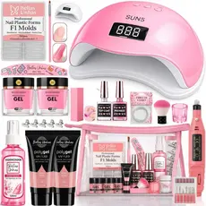 Kit de Alongamento de Unhas em Gel Polygel e Fibra 3 em 1 Completo Profissional & Iniciante Cabine Sun Lixadeira