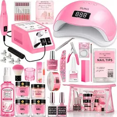 Kit Unha Gel Acrigel Fibra Para Iniciantes Completo Cabine Sun 5 estufa Unhas lixadeira elétrica Manicure Profissional