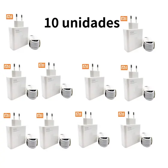 (ATACADAO) Kit 4/6/10 Carregador Completo Turbo Power Xiaomi Cabo USB + Cabo Tipo C 120W 67W