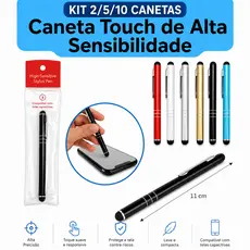 Kit Caneta Touch Screen Universal para Tablet, Celular, Tablet, Tela Desenho Cores Sortidas