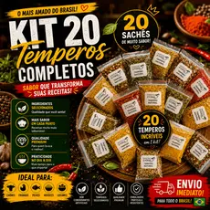 Kit com 20 unidades de Temperos e Condimentos para sua Cozinha temperos e condimentos