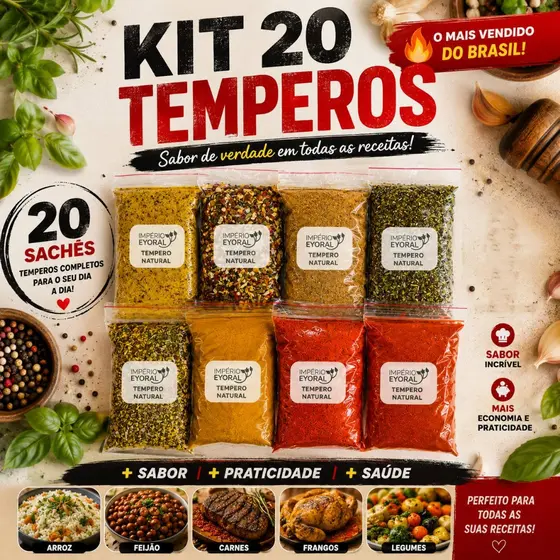 Kit 1 caixa de temperos ATACADO- com 20 unidades de Temperos e Condimentos para Cozinha