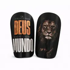 Caneleira Personalizada Futsal Futebol Leão Fé Força