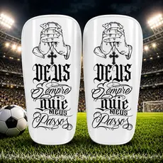 Caneleira Personalizada Futebol Futsal society “Deus Sempre Guie Meus Passos”a