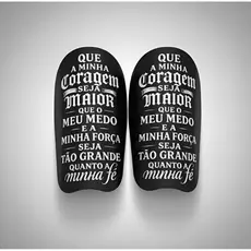 Caneleira Personalizada Futebol Futsal Motivacional Coragem e Fé