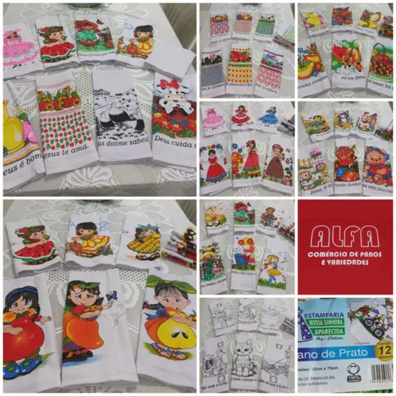 pacote C/ 12 panos de prato Nossa Senhora Aparecida