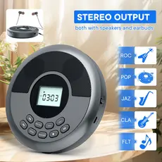 Andador cd Portátil Com Reprodutor De Transmissor bluetooth Alto-Falantes E Fones De Ouvido discman Recarregável USB