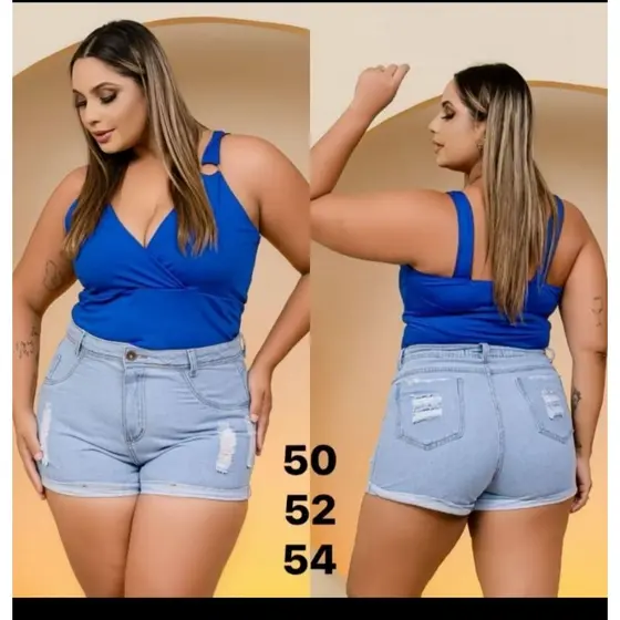 Short Jeans Feminino Cintura Alta com Barra Dobrada – Estiloso e Confortável | 34 ao 54