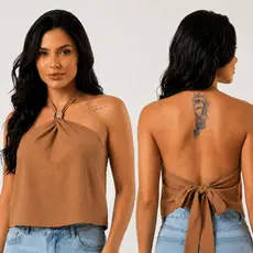 Blusa Feminina Estilosa Crepe Leve Moderna Soltinha Elegante Casual Alça Reforçada Verão