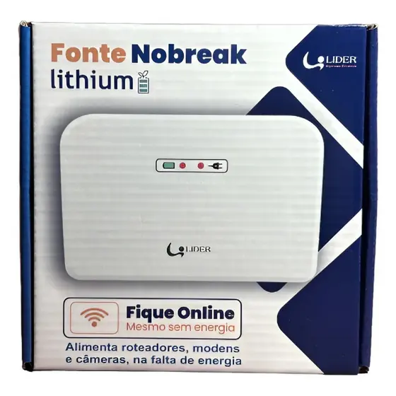 Fonte Nobreak 12 Volts para Roteador Câmera WIFI +  2 Baterias de Lítio de Alta Qualidade FTA100LT Líder