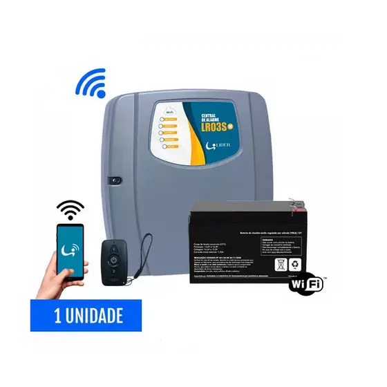 Central De Alarme Wifi Lr03sw + 3 Sensor + Bateria + Sirene