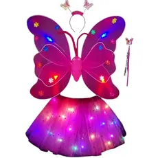 Fantasia Adulta carnaval completa com led tiara varinha asas e saia