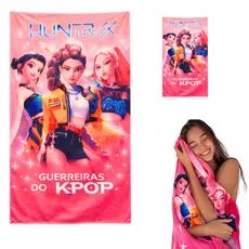 Kit Toalhas De Banho  INfantil +  toalha de Mão  lanche escolar Guerreiras Do K-pop Huntrix