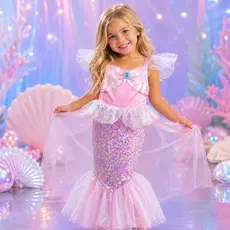 Fantasia Feminina INfantil Sereia Luxo Vestido COmpleta