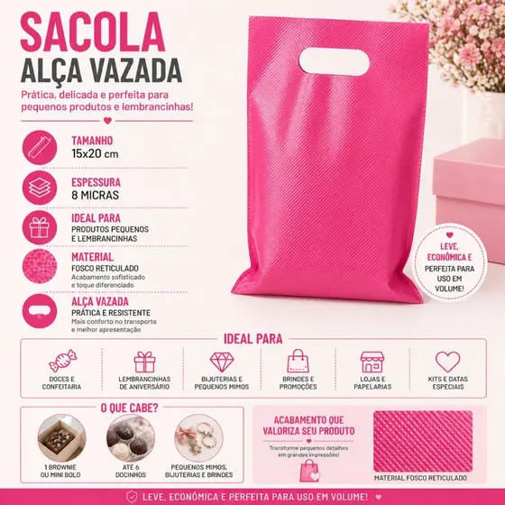 100 Sacolas Plástica Premium Boca de Palhaço 15x20 sacolinha lembrancinha