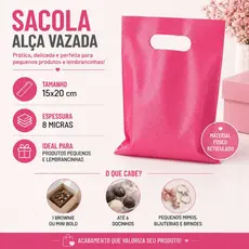 100 Sacola Plástica Alça Vazada tamanho 15x20