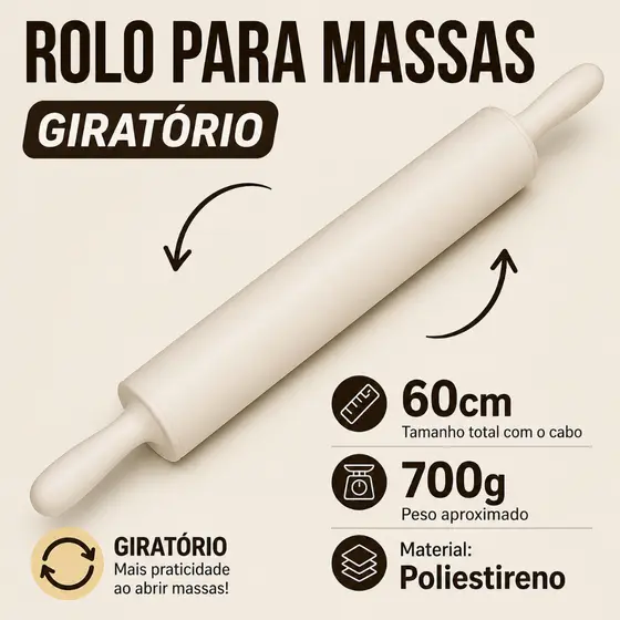 Rolo Para Massas Profissional 40cm