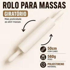 Rolo Para Massas Profissional Pesado Giratório 30cm Pizza