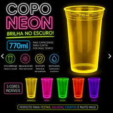 50 Copos Neon Para Drinks 770 ml Festa Neon Balada Ano Novo Dia dos pais