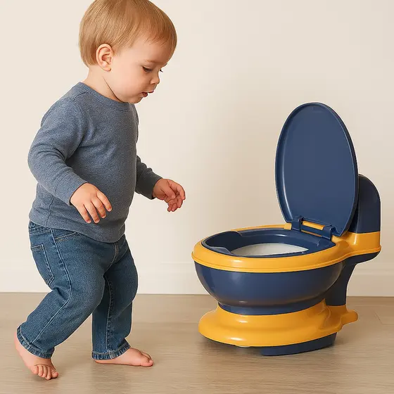 Troninho Infantil Privadinha Penico Criança Desfralde Anatômico C/ Suporte Para Papel Higiênico Azul