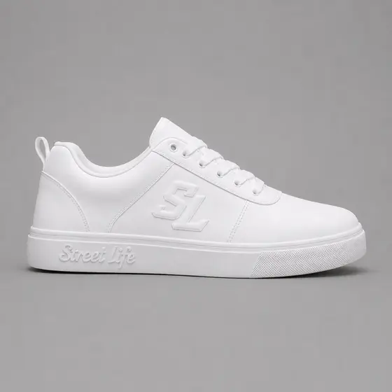 Tenis Street Life Todo Branco Unisex Casual