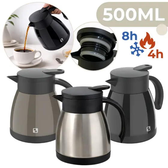 Bule Térmico Garrafa Aço Inox 500ml Café Chá Com Alça Elegance Soprano