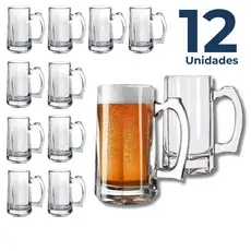 Kit 12 Canecas Zero Grau Chopp Cerveja Em Vidro 350ml Bar Restaurante Pub De Congelar