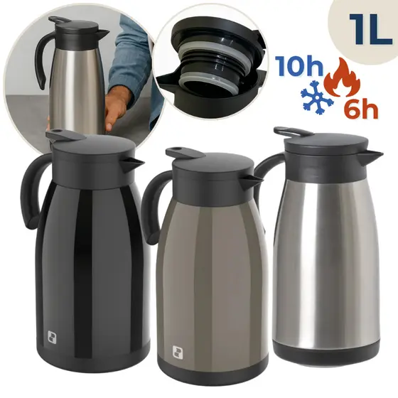 Garrafa Bule Térmica Para Café Chá 1 Litro Aço Inox Elegance Soprano
