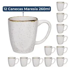 Jogo 12 Canecas Café Chá Ryo Maresia 260ml Oxford Porcelanas
