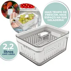 Organizador de Geladeira 2,2L Acrílico Para Alimentos Frutas Legumes Vegetais Ou