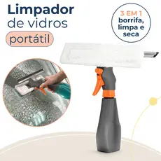 Limpa Vidro Borrifador Spray 3 em 1 Lava e Seca Reservatório Portátil 250ml