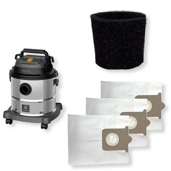3 Saco Descartável + Filtro Espuma para Aspirador de Pó Electrolux GT20i