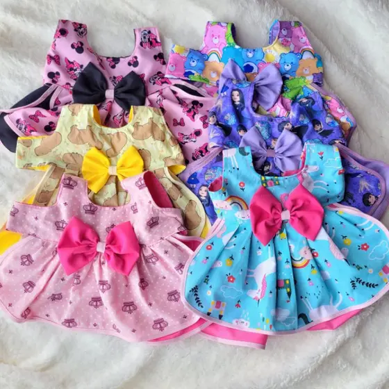 vestido saia dupla para pet fêmea com fecho em velcro