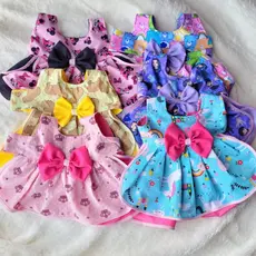 vestido saia dupla para pet fêmea com fecho em velcro
