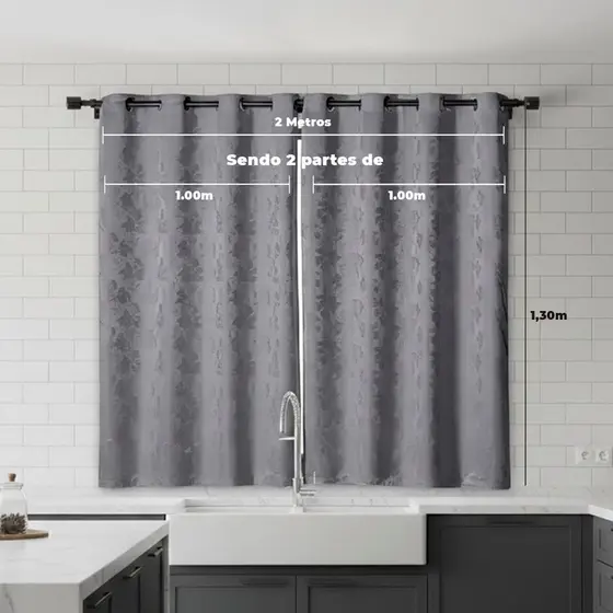 Cortina Jacquard 2,00x1,30 Moderna Prática e Elegante para Sala Quarto Escritório Cor Linda Entrega Imediata