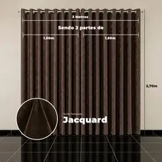 Cortina Jacquard 3,00x2,70 Tecido Grosso Cores Lindas Elegante para Sala Quarto e Escritório Entrega Imediata