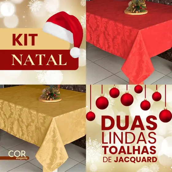 Kit 2 Toalha de Mesa 2,00 x 1,40 m Natalinas Para Mesa De Jantar Melhor Preço