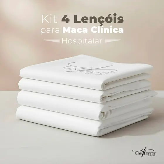 Kit 4 Lençóis para Maca Clínica Estética Branco Micro percal 400 Fios 2,30x0,90m Resistente Lavagem Toque Macio