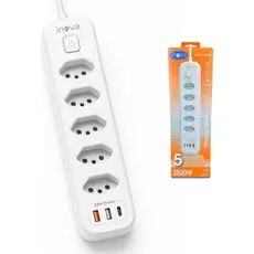 Filtro Linha 5 Tomadas E 2 Usb 2 Pd Bivolt Power 110/220v