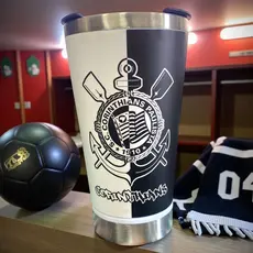 Copo de Inox Corinthians 473ml Térmico com Abridor de Garrafa na Tampa