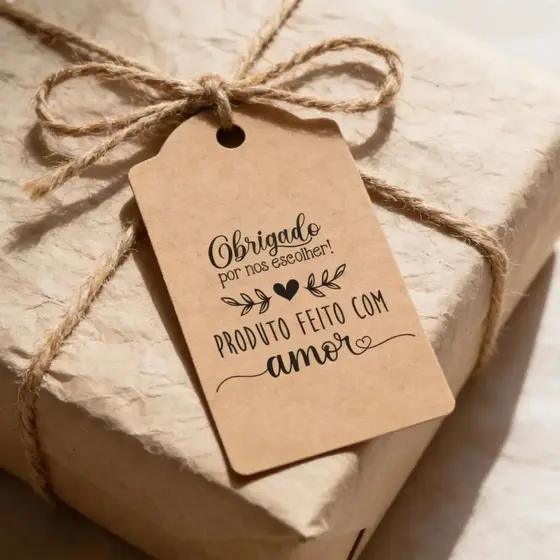 Tag Kraft Feito Com Amor, Agradecimento Para Vendas / 100 Unidades
