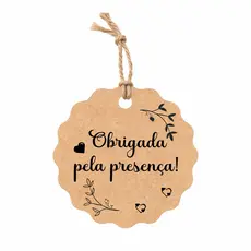 Tag KRAFT para lembrancinhas Obrigada pela presença- flor