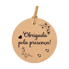 Tag Kraft Para Lembrancinhas Obrigada e Obrigado Pela Presença / 50 Unidades