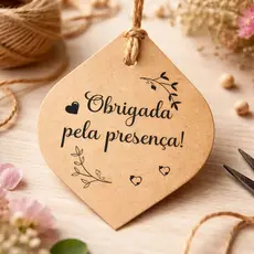 Tags Papel Kraft obrigada Pela PresençanLembrancinha casamento noivado